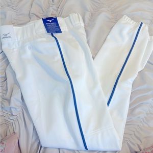 NEW MIZUNO MENs PREMIER PIPED BASEBALL PANTS. White/ROYALBLUE piping Men’s Large